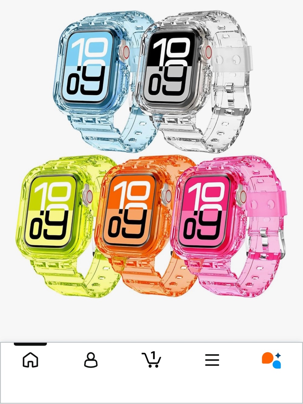 Clear Neon Protective Watch Case & Band Set — Multiple Colors